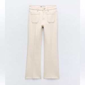 Zara Women's Cream Flare Jeans